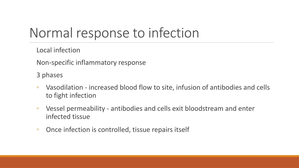 normal response to infection