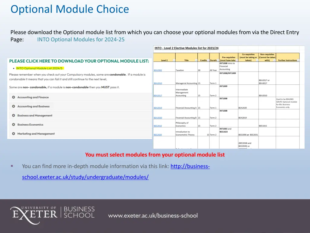 optional module choice