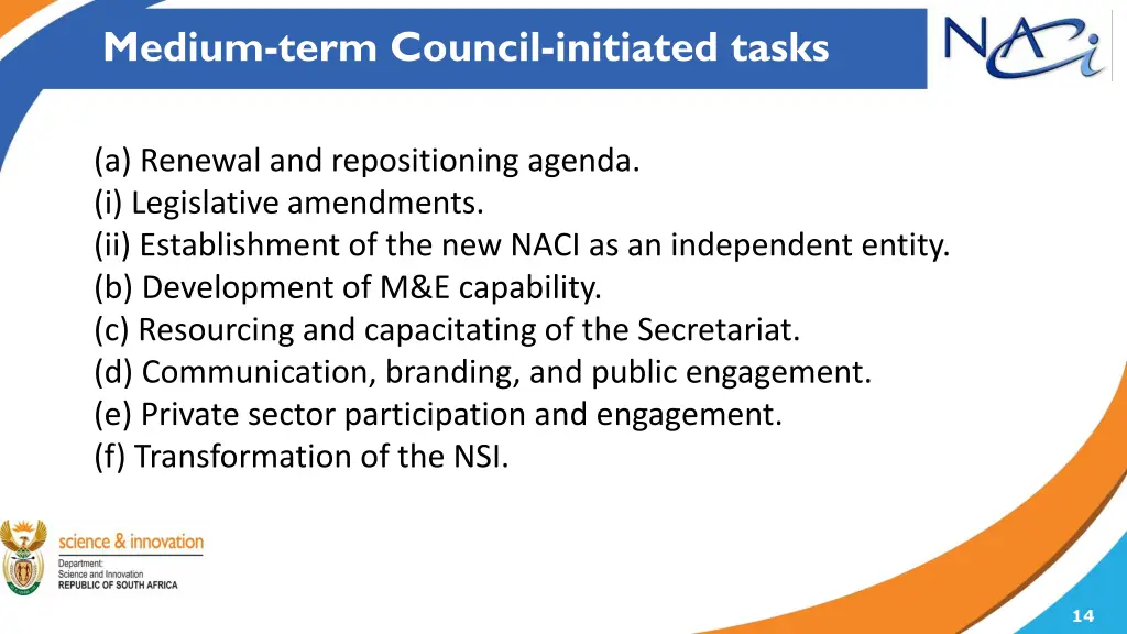 medium term council initiated tasks