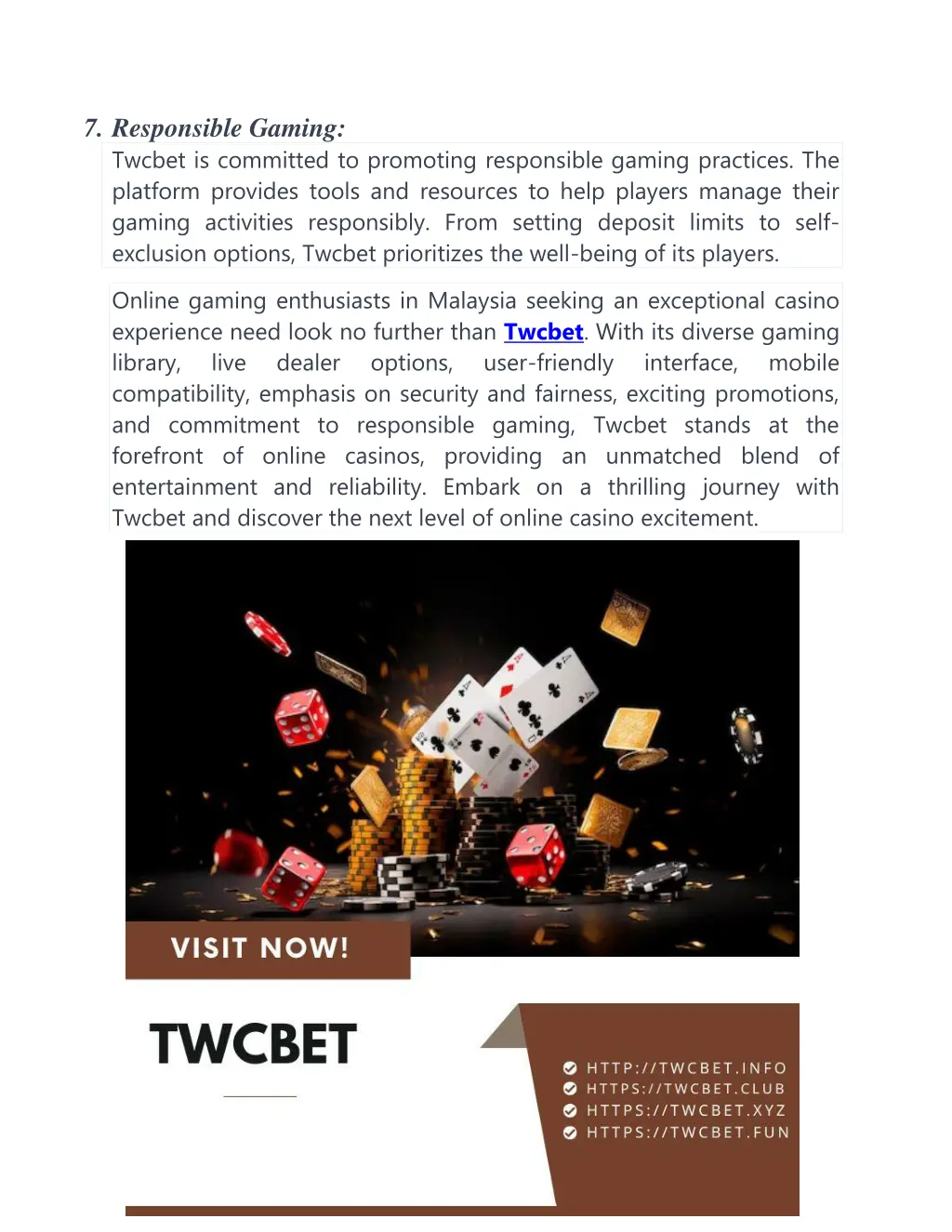 7 responsible gaming twcbet is committed