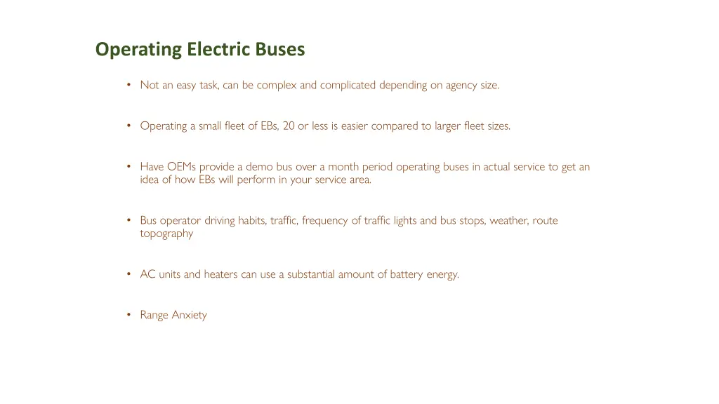 operating electric buses