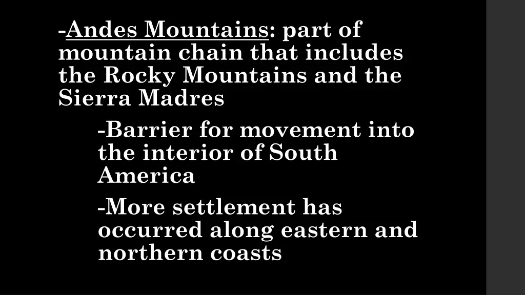 andes mountains part of mountain chain that