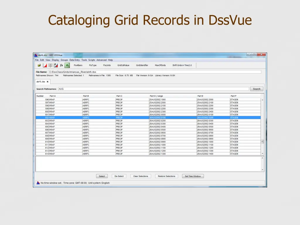 cataloging grid records in dssvue