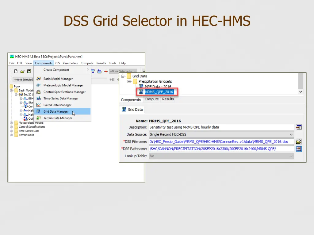 dss grid selector in hec hms