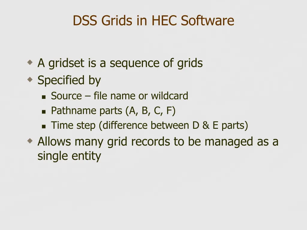 dss grids in hec software