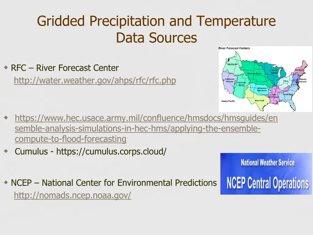 gridded precipitation and temperature data sources