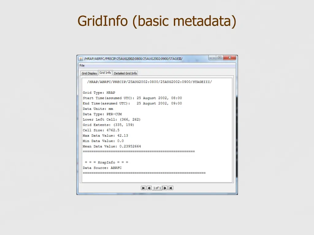 gridinfo basic metadata