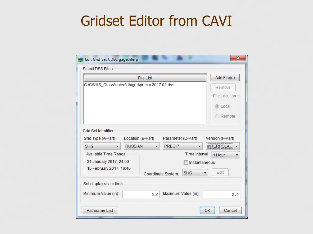 gridset editor from cavi