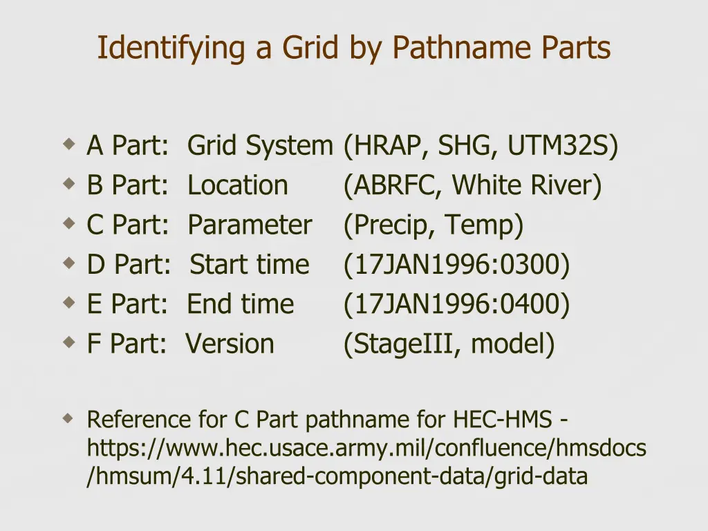 identifying a grid by pathname parts