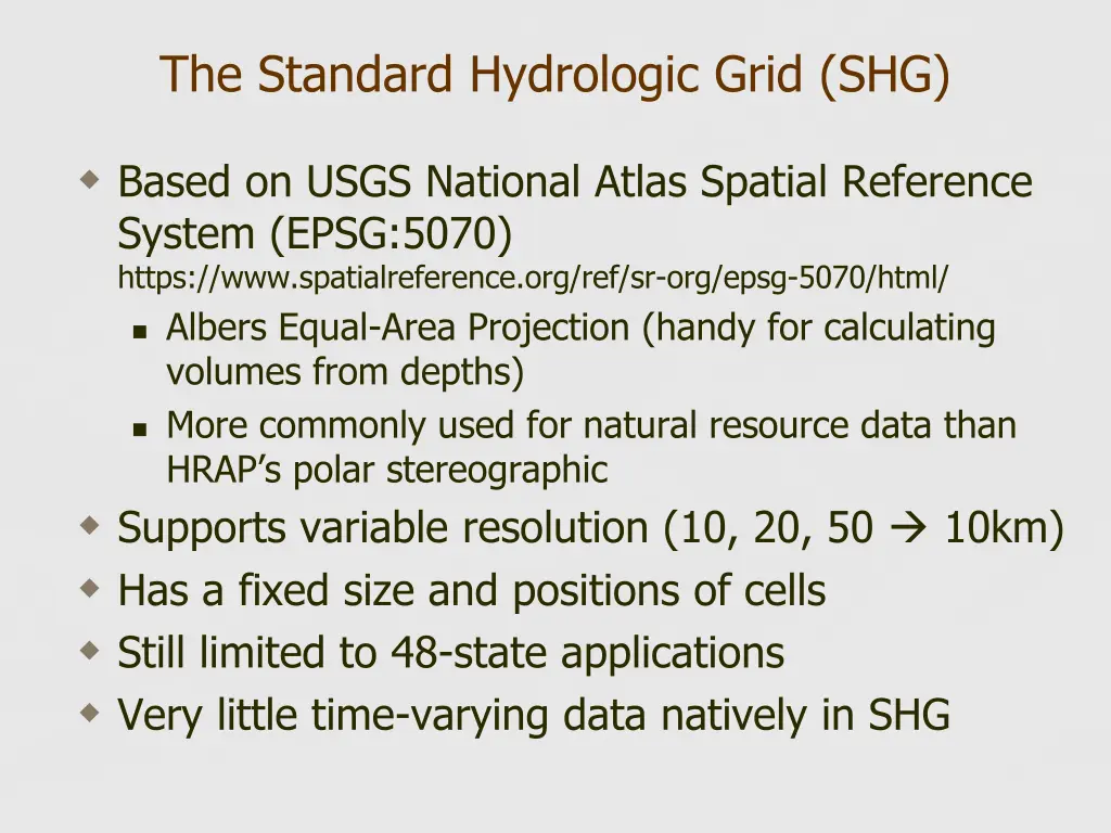 the standard hydrologic grid shg