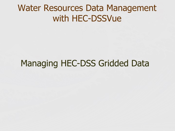 water resources data management with hec dssvue