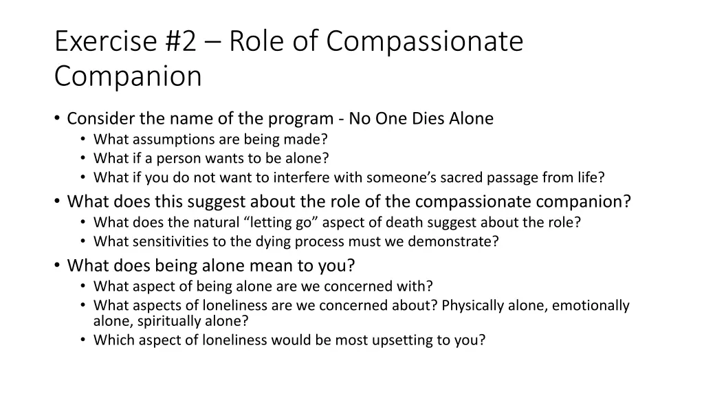 exercise 2 role of compassionate companion