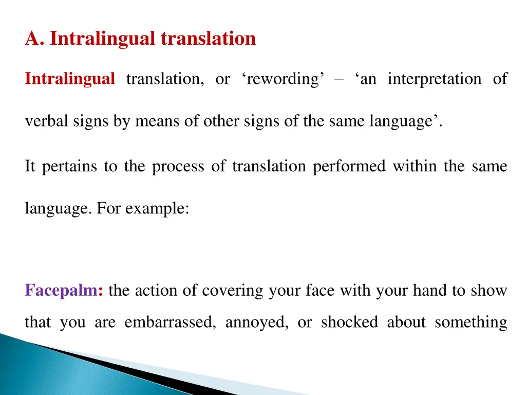 a intralingual translation