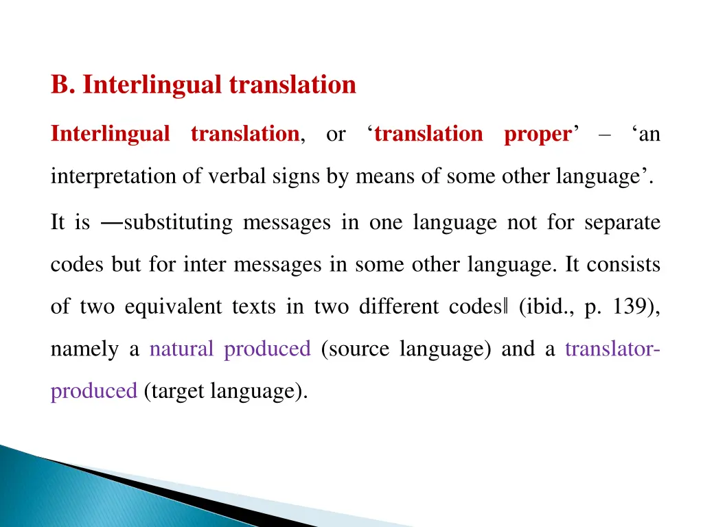 b interlingual translation