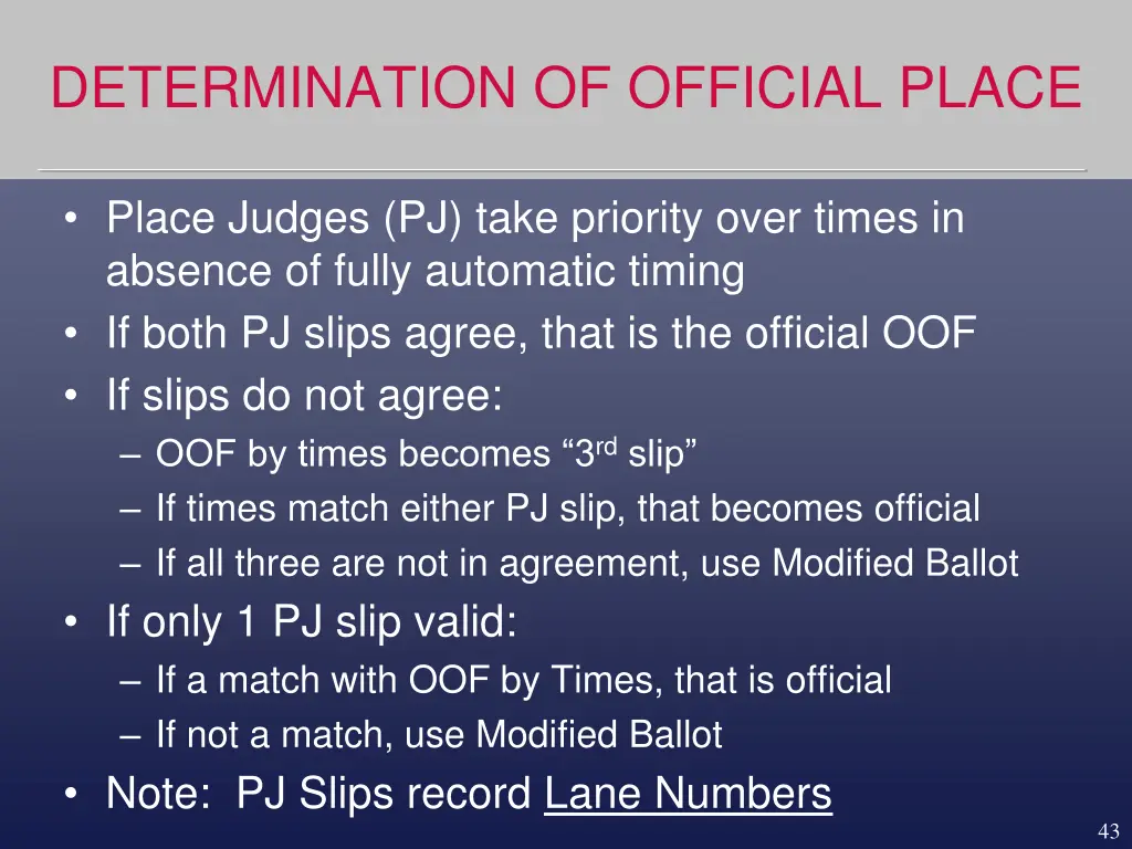 determination of official place