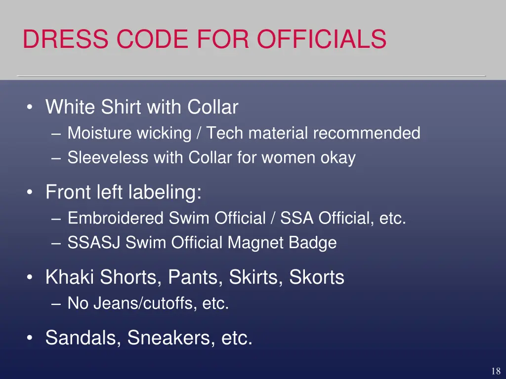 dress code for officials