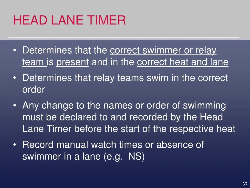 head lane timer