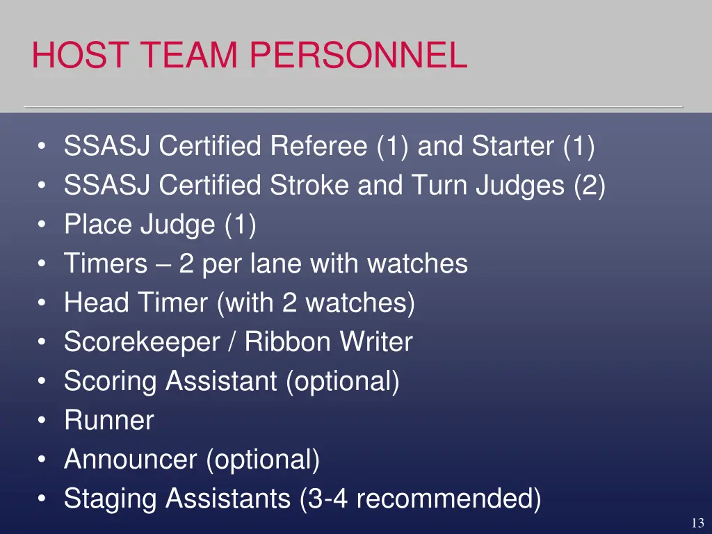 host team personnel