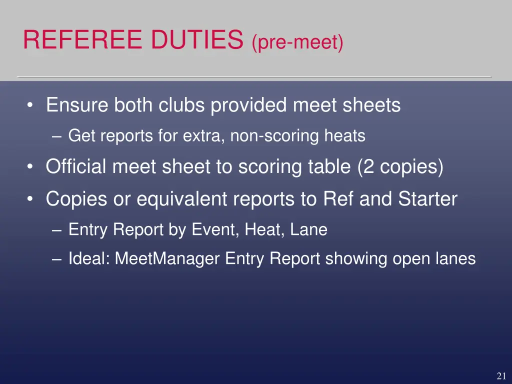 referee duties pre meet 1