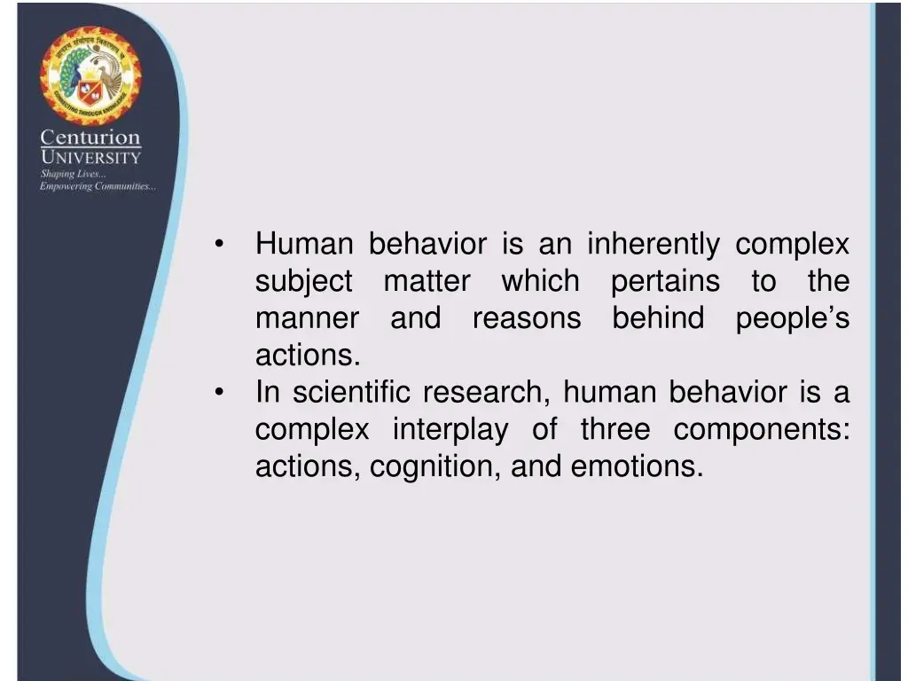 human behavior is an inherently complex subject