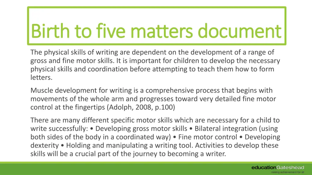 birth to five matters document birth to five