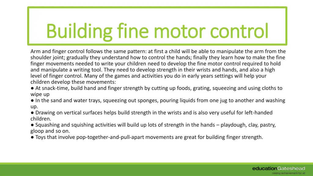 building fine motor control building fine motor