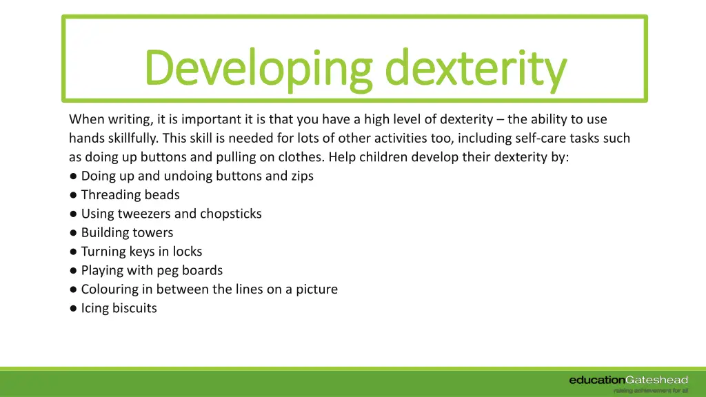 developing dexterity developing dexterity