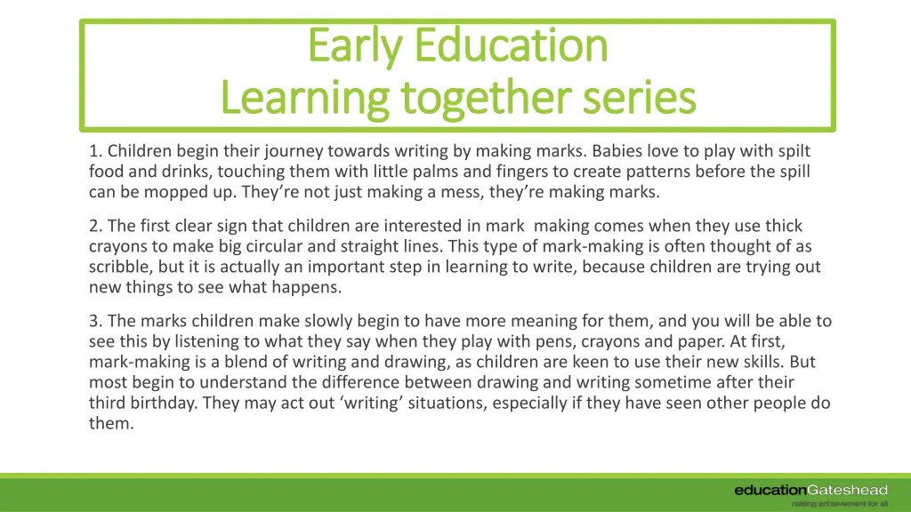 early education early education learning together