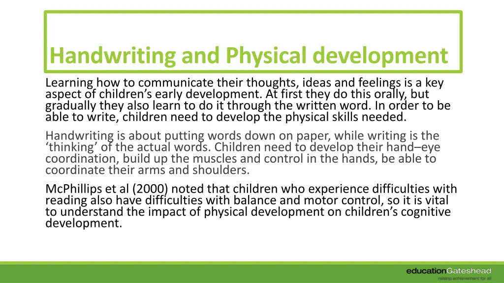 handwriting and physical development