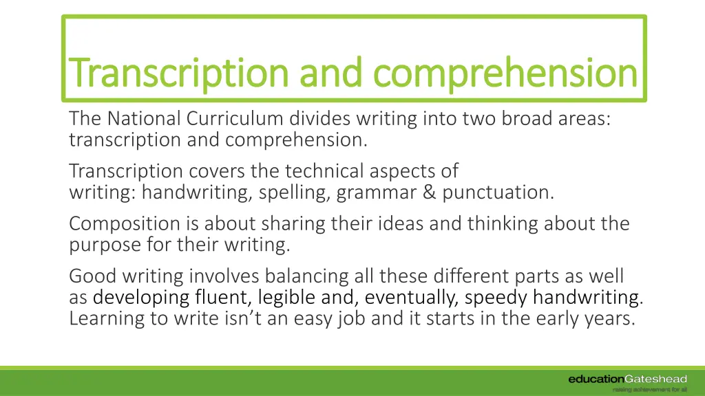 transcription and comprehension transcription