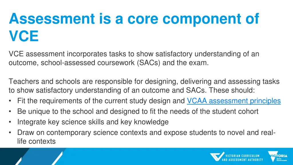 assessment is a core component of vce