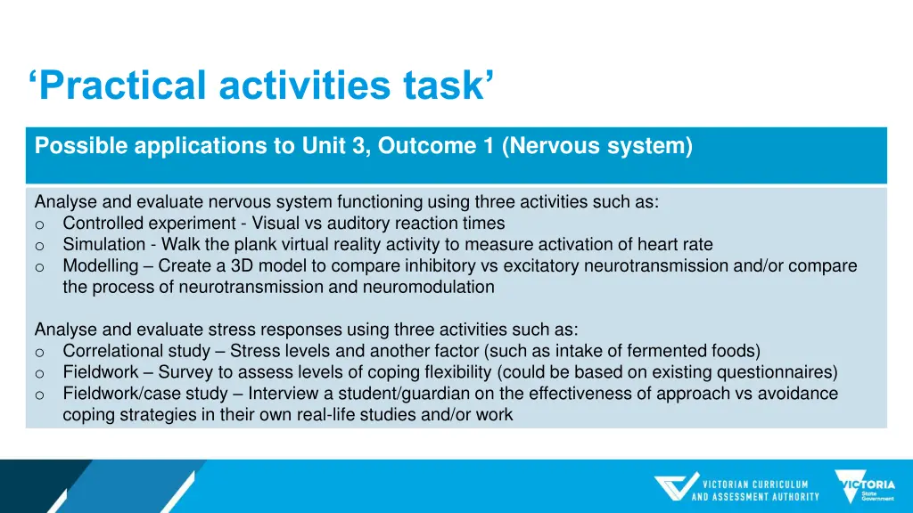 practical activities task