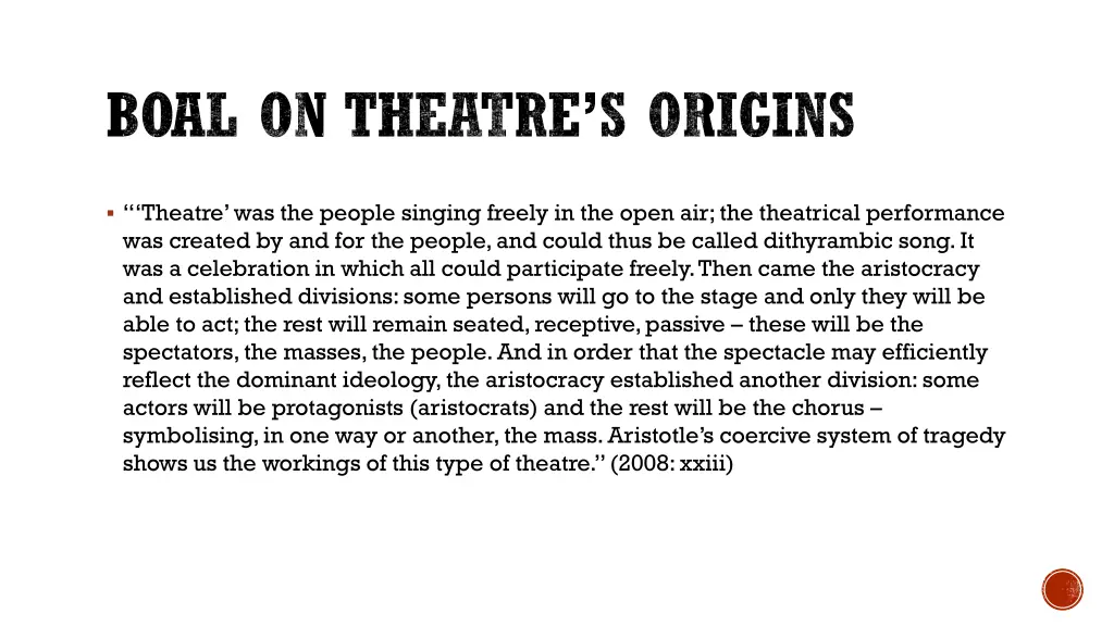 boal on theatre s origins