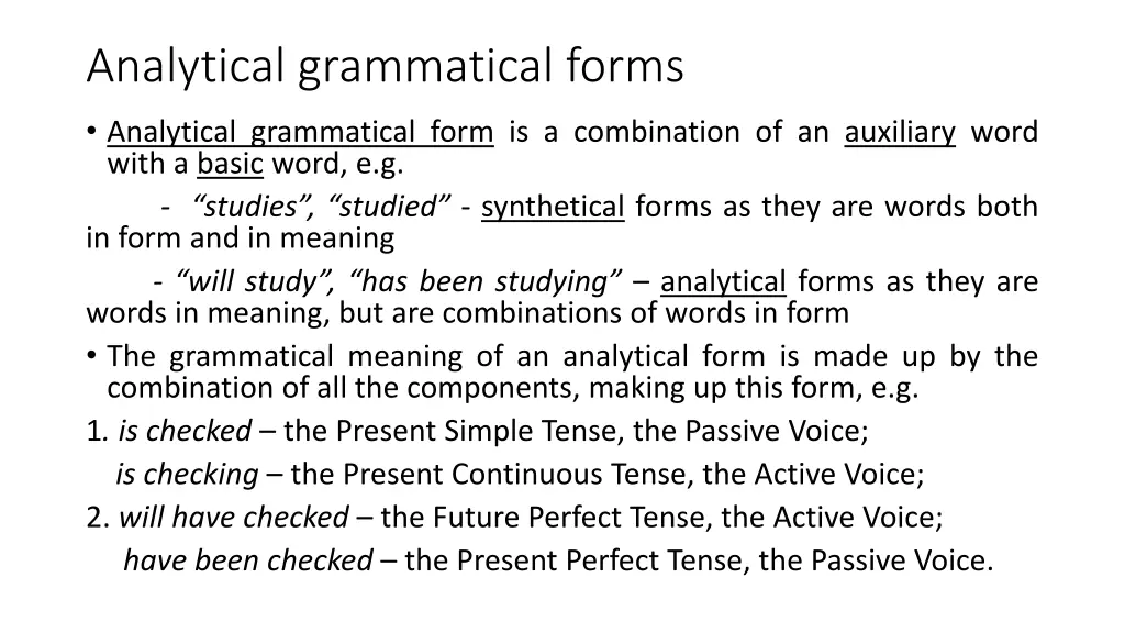 analytical grammatical forms