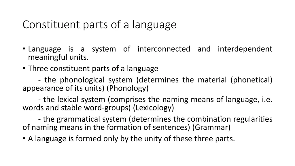 constituent parts of a language