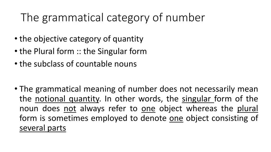 the grammatical category of number