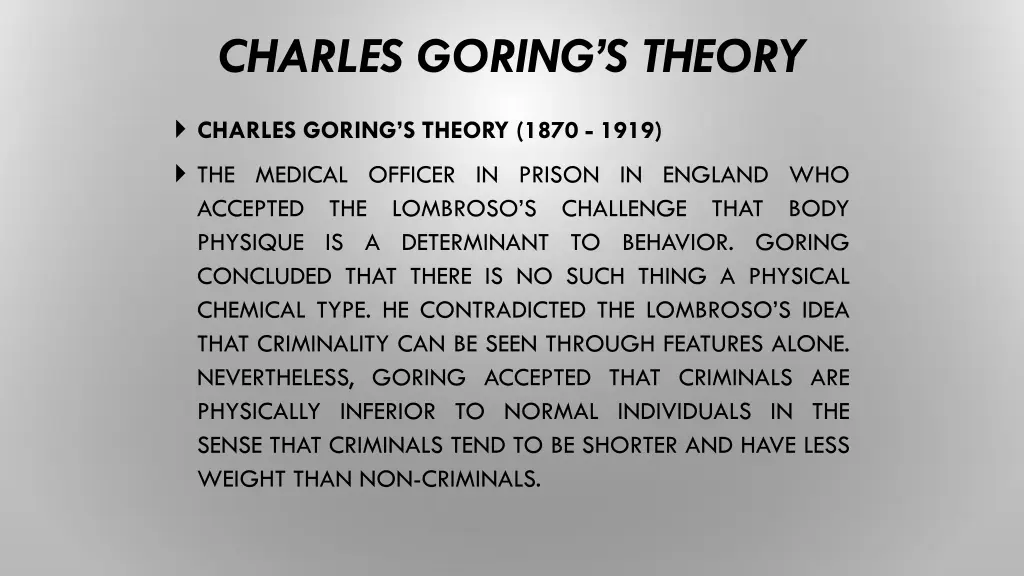 charles goring s theory