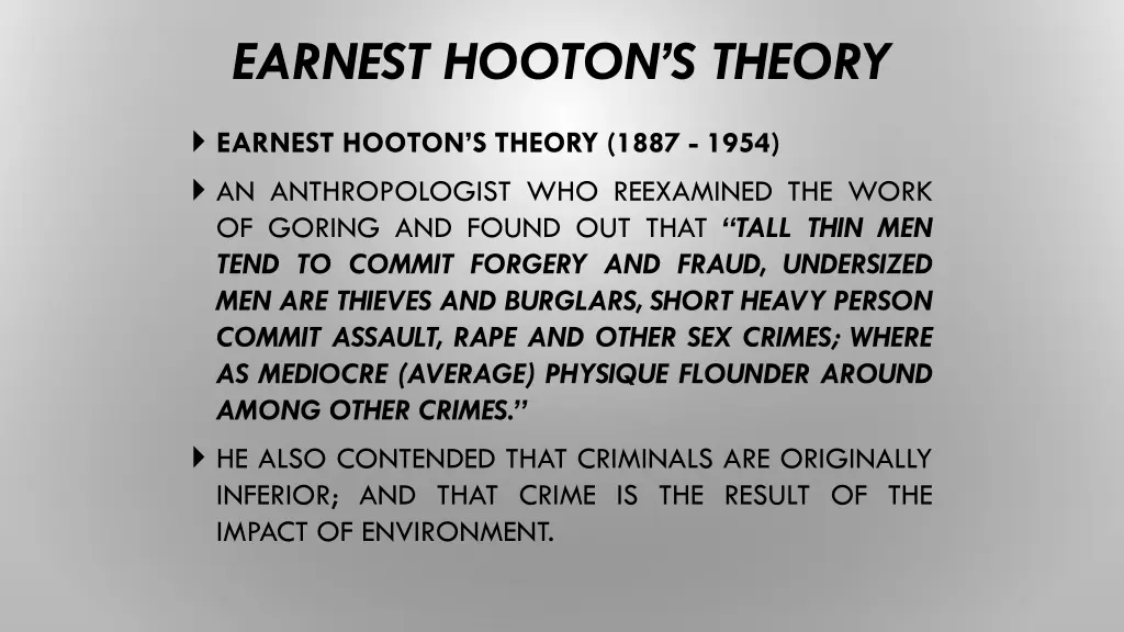 earnest hooton s theory