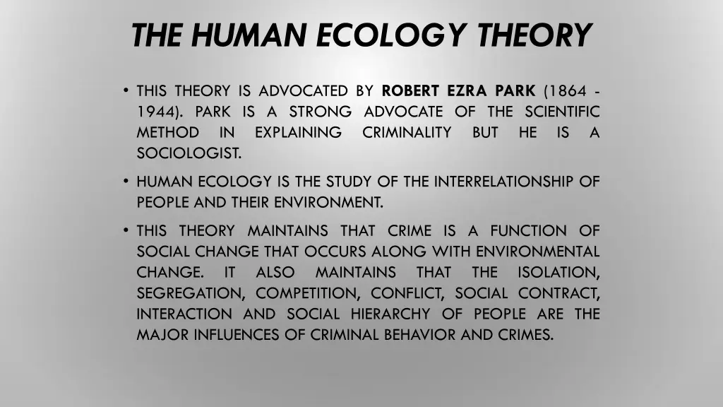 the human ecology theory