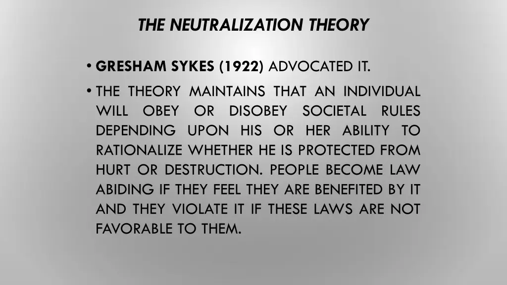 the neutralization theory