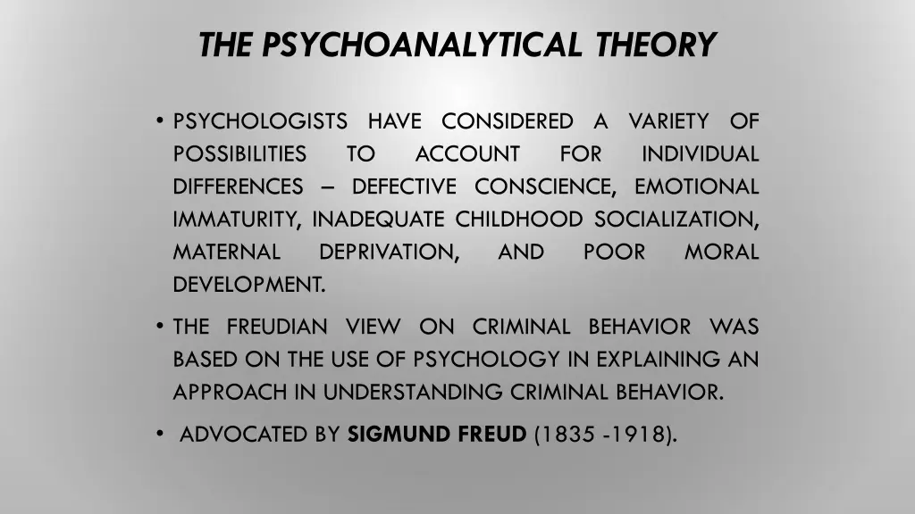 the psychoanalytical theory