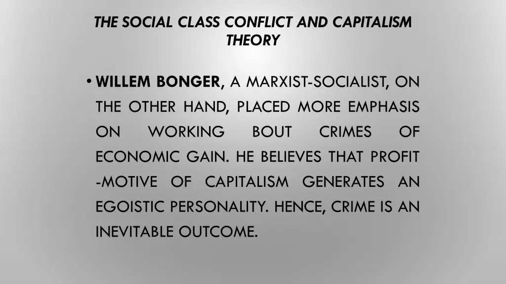 the social class conflict and capitalism theory 1