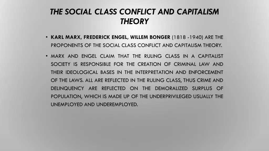 the social class conflict and capitalism theory