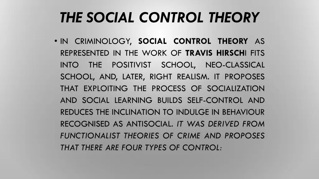 the social control theory