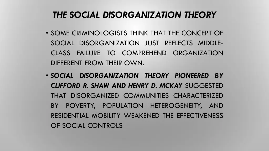 the social disorganization theory 1