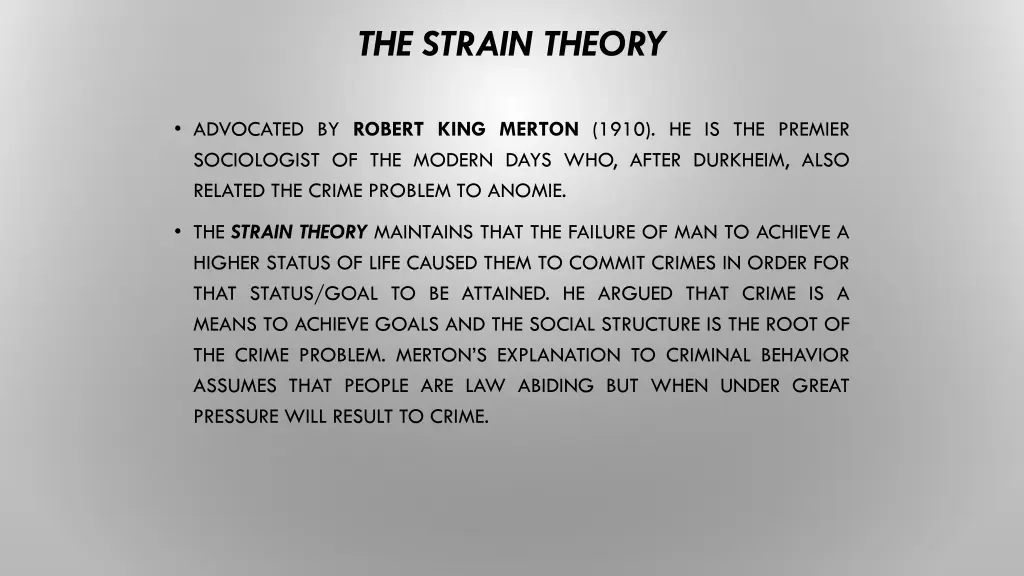 the strain theory