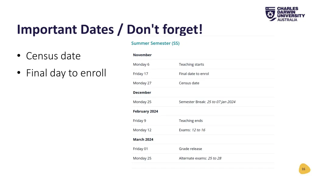 important dates don t forget