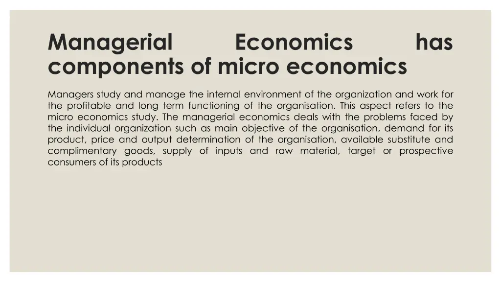 managerial components of micro economics