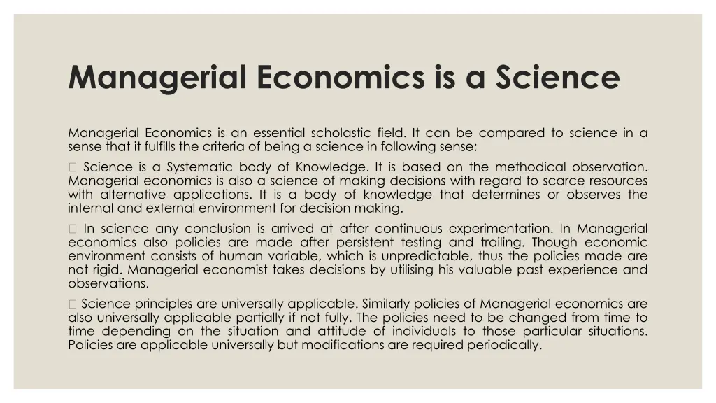 managerial economics is a science