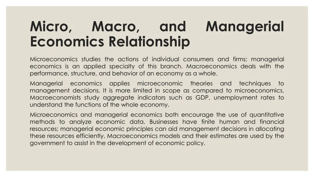 micro economics relationship